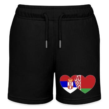Serbien Belarus Flagge Herz - Kinder Organic Joggingshorts Mini Bolter von Stanley/Stella - Schwarz - Vorne