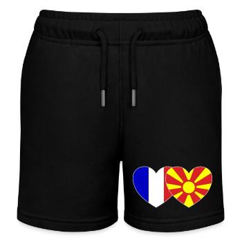 France Macédoine Drapeau Coeur - Short de jogging enfant bio Stanley/Stella - noir - Devant