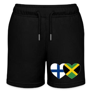 Finnland Jamaika Flagge Herz - Kinder Organic Joggingshorts Mini Bolter von Stanley/Stella - Schwarz - Vorne