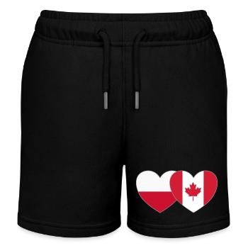 Poland Canada Flag Heart - Kids Organic Sweat Shorts by Stanley/Stella - black - Front