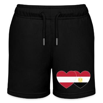 Österreich Ägypten Flagge Herz - Kinder Organic Joggingshorts Mini Bolter von Stanley/Stella - Schwarz - Vorne