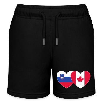 Slovenia Canada Flag Heart - Kids Organic Sweat Shorts by Stanley/Stella - black - Front