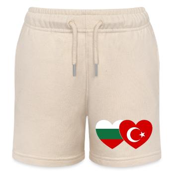Bulgaria Turkey Flag Heart - Kids Organic Sweat Shorts by Stanley/Stella - soft Ecru - Front