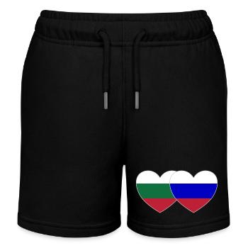 Bulgaria Russia Flag Heart - Kids Organic Sweat Shorts by Stanley/Stella - black - Front
