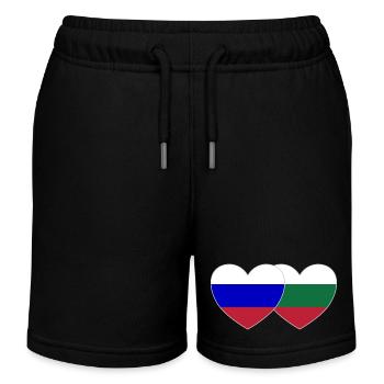 Russie Bulgarie Drapeau Cœur - Short de jogging enfant bio Stanley/Stella - noir - Devant