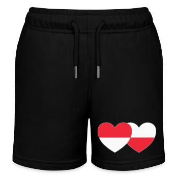 Indonésie Pologne Drapeau Coeur - Short de jogging enfant bio Stanley/Stella - noir - Devant