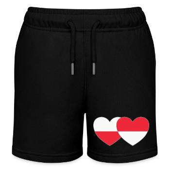 Pologne Indonésie Drapeau Cœur - Short de jogging enfant bio Stanley/Stella - noir - Devant