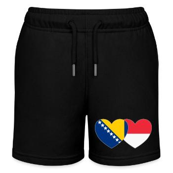 Bosnie Indonésie Drapeau Coeur - Short de jogging enfant bio Stanley/Stella - noir - Devant