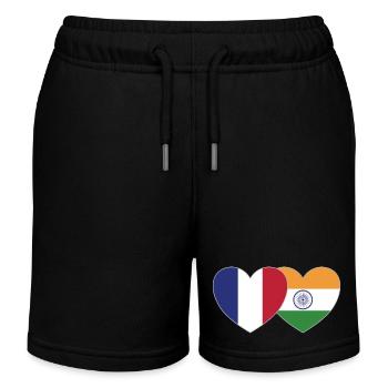 Frankreich Indien Flagge Herz - Kinder Organic Joggingshorts Mini Bolter von Stanley/Stella - Schwarz - Vorne
