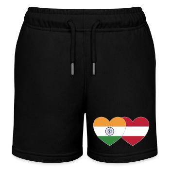 Inde Autriche Drapeau Coeur - Short de jogging enfant bio Stanley/Stella - noir - Devant