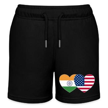 Inde Usa Flag Heart - Short de jogging enfant bio Stanley/Stella - noir - Devant