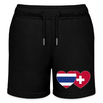 Thaïlande Suisse Flag Heart - Short de jogging enfant bio Stanley/Stella - noir - Devant