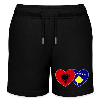 Albania Kosovo Flag Heart - Kids Organic Sweat Shorts by Stanley/Stella - black - Front
