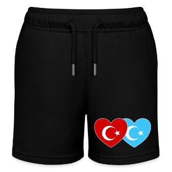 Türkei Uiguren Flagge Herz - Kinder Organic Joggingshorts Mini Bolter von Stanley/Stella - Schwarz - Vorne