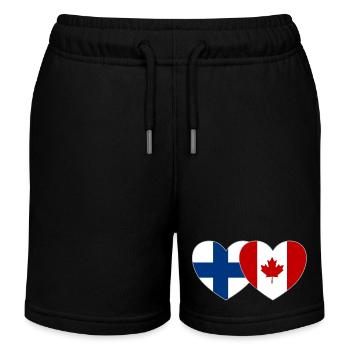 Finland Canada Flag Heart - Kids Organic Sweat Shorts by Stanley/Stella - black - Front