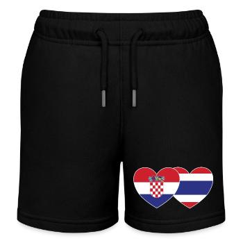 Croatie Thaïlande Flag Coeur - Short de jogging enfant bio Stanley/Stella - noir - Devant