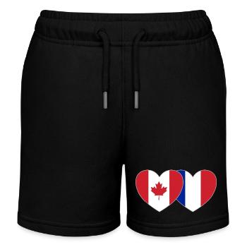 Canada France Flag Heart - Kids Organic Sweat Shorts by Stanley/Stella - black - Front