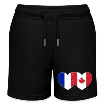 France Canada Flag Heart - Kids Organic Sweat Shorts by Stanley/Stella - black - Front