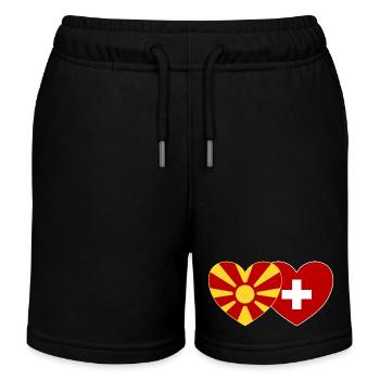 Macédoine Suisse Flag Coeur - Short de jogging enfant bio Stanley/Stella - noir - Devant