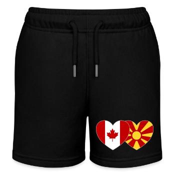 Canada Macédoine Flag Heart - Short de jogging enfant bio Stanley/Stella - noir - Devant