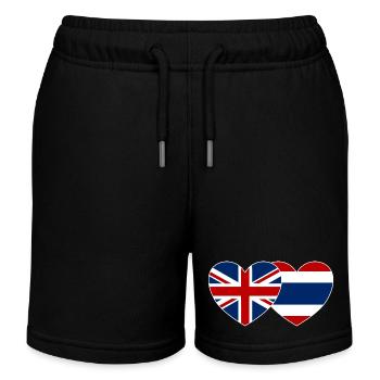 England Thailand Flag Heart - Kids Organic Sweat Shorts by Stanley/Stella - black - Front
