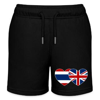 Thailand England Flag Heart - Kids Organic Sweat Shorts by Stanley/Stella - black - Front