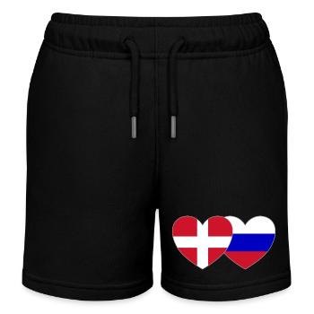 Danemark Russie Flag Coeur - Short de jogging enfant bio Stanley/Stella - noir - Devant