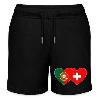 Portugal Suisse Drapeau Coeur - Short de jogging enfant bio Stanley/Stella - noir - Devant
