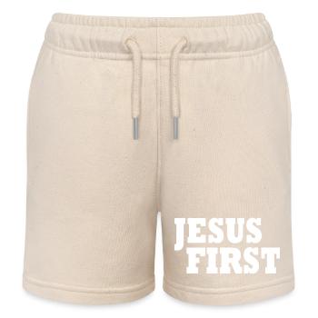 Jesus first - Short de jogging enfant bio Stanley/Stella - écru doux - Devant