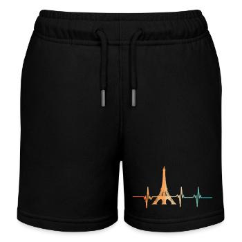 Battement de cœur Tour Eiffel - Short de jogging enfant bio Stanley/Stella - noir - Devant