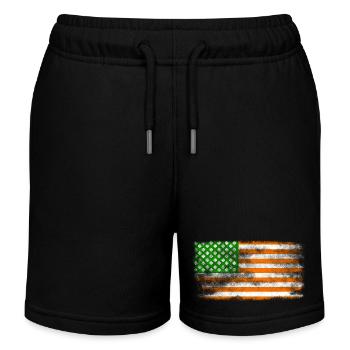 Drapeau de la Saint-Patrick irlandais américain lavé - Short de jogging enfant bio Stanley/Stella - noir - Devant