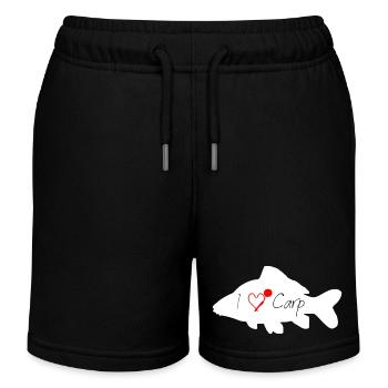 J’aime la carpe blanc transparent - Short de jogging enfant bio Stanley/Stella - noir - Devant