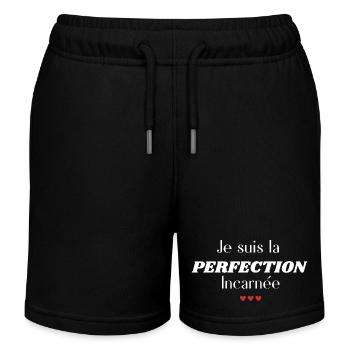 I am perfection incarnate - Kids Organic Sweat Shorts by Stanley/Stella - black - Front