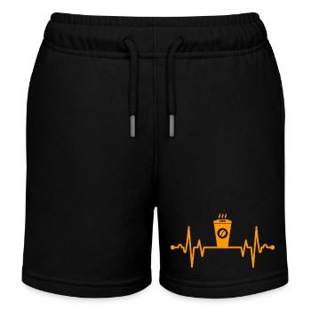 Coffee Heartbeat - Kids Organic Sweat Shorts by Stanley/Stella - black - Front