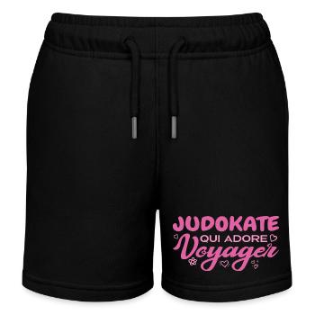 Weltreisender Judoka mit Leidenschaft für das Reisen - Kinder Organic Joggingshorts Mini Bolter von Stanley/Stella - Schwarz - Vorne