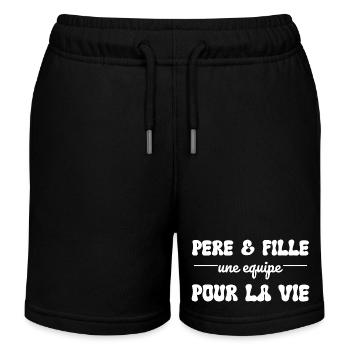 Vater und Tochter, ein Team fürs Leben - Kinder Organic Joggingshorts Mini Bolter von Stanley/Stella - Schwarz - Vorne