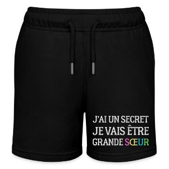 Ich habe ein Geheimnis, ich werde eine große Schwester sein - Kinder Organic Joggingshorts Mini Bolter von Stanley/Stella - Schwarz - Vorne
