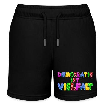 AfD stoppen gegen rechts Demokratie Vielfalt links - Kinder Organic Joggingshorts Mini Bolter von Stanley/Stella - Schwarz - Vorne