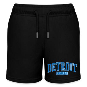Detroit Michigan Varsity Emblem - Kids Organic Sweat Shorts by Stanley/Stella - black - Front