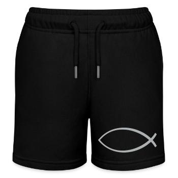 Ichtusfisch silber - Kinder Organic Joggingshorts Mini Bolter von Stanley/Stella - Schwarz - Vorne