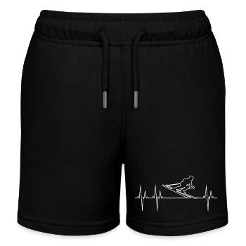 Alpine Skiing Grand Slalom Electrocardiogram ECG Ski - Kids Organic Sweat Shorts by Stanley/Stella - black - Front
