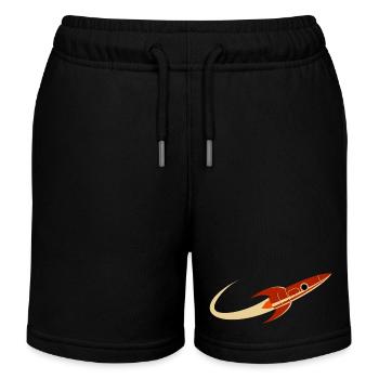 Red Space Rocket - Kids Organic Sweat Shorts by Stanley/Stella - black - Front