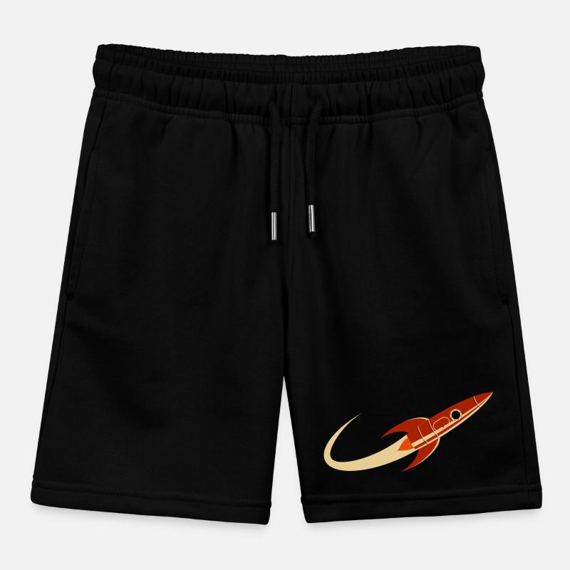 Red Space Rocket Kids Organic Sweat Shorts by Stanley/Stella