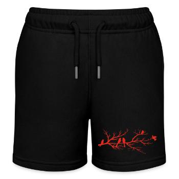 The red birds on the branch - Kids Organic Sweat Shorts by Stanley/Stella - black - Front