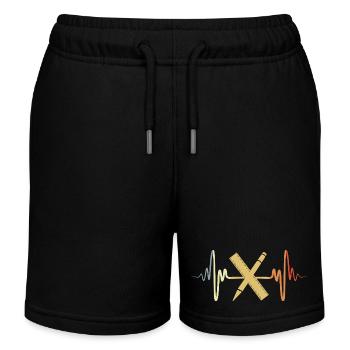 Vintage Ruler Heartbeat - Kids Organic Sweat Shorts by Stanley/Stella - black - Front