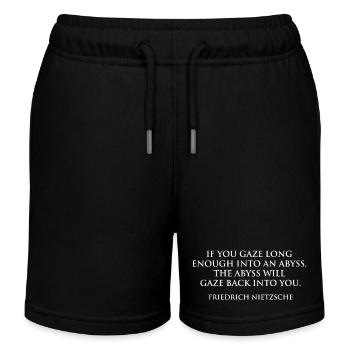 Abyss Gaze Nietzsche Quote - Kids Organic Sweat Shorts by Stanley/Stella - black - Front