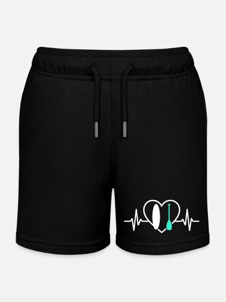 Paddle SUP Heart Surf Ocean Wave - Kids Organic Sweat Shorts by Stanley/Stella - black
