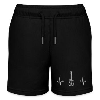 Guitar Heart ECG Line Music Rock - Kids Organic Sweat Shorts by Stanley/Stella - black - Front