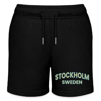 Stockholm – Schweden Textgestaltung - Kinder Organic Joggingshorts Mini Bolter von Stanley/Stella - Schwarz - Vorne