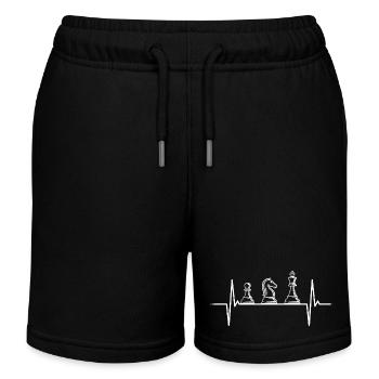 Chess Heartbeat – ECG Strategy Design - Kids Organic Sweat Shorts by Stanley/Stella - black - Front